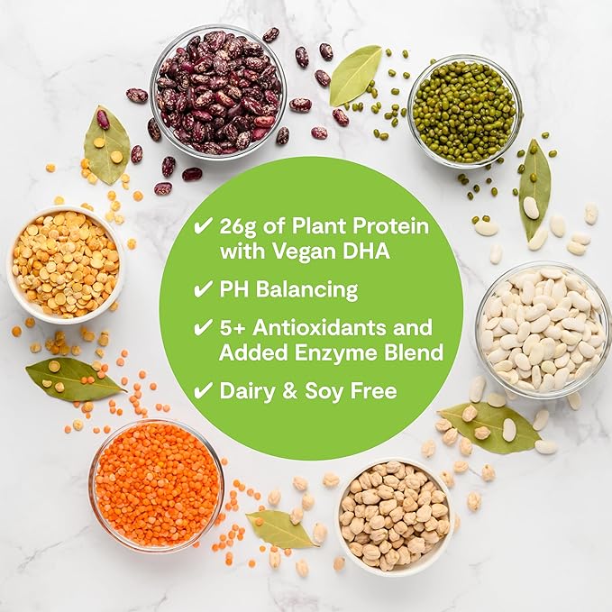 Kathy Ireland Daily Essentials Plant Based Protein Powder Mix, Chocolate, 1.85 lbs (Chocolate)