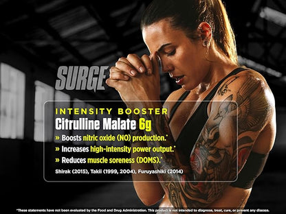 Biotest Surge Intra Performance Booster - Beta-Alanine, L-Leucine, Citrulline Malate, Betaine, Cluster Dextrin (HBCD), Electrolytes (20 Servings, Berry) 2.43lb