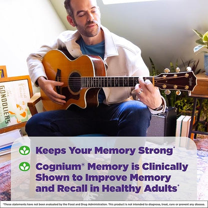 Natrol Cognium Memory, Brain Health Supplements for Adults, Dietary Supplement for Brain Health and Clinically Shown to Improve Memory and Recall in Healthy Adults, 60 Tablets, Up to a 30 Day Supply