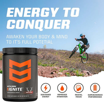 MTN OPS Ignite Supercharged Energy Drink Mix 45-Serving Tub, Pink Lemonade