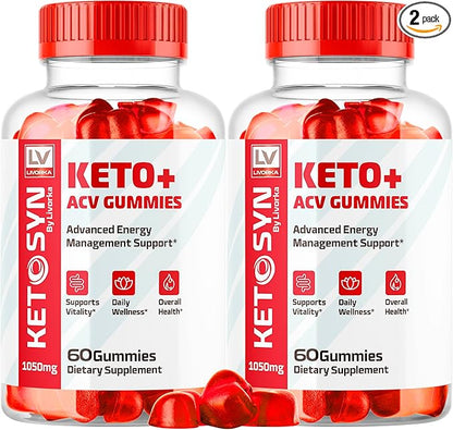 (2 Pack) Ketosyn ACV Gummies, Keto Syn Gummies, Ketosyn Keto Plus ACV Gummies, Ketosyn Keto ACV Gummies, Keto Syn ACV Gummies 1050 MG, Keto ACV Gummies Ketosyn, 120 Gummies for 2 Months