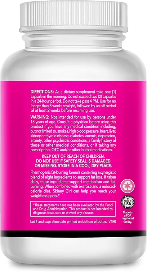 Skinny Girl- Advanced Weight Loss Formula for Women- Best Female Diet Pills That Work Fast- Lipogenic to Curb Your Appetite- Thermogetic to Burn Away Fat- Boost Energy and Focus- 60 Caps