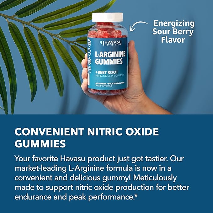 L Arginine Gummies - L Arginine Supplements for Men with L Citrulline and Beet Root - Nitric Oxide Supplement - L Arginine Supplement for Endurance Support - Sour-Berry Flavored - 88 NO Gummies