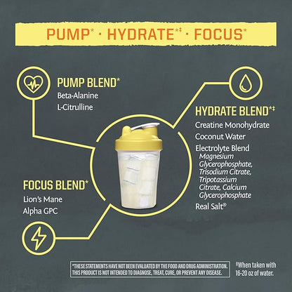 Pre Workout Powder Energy Drink Non-Stim & Caffeine Free | Vegan Plant-Based Pre-Workout Supplement | Pump Hydrate Focus Endurance & Strength Builder | Yuzu Mango Flavored 30 Serving Active Preworkout