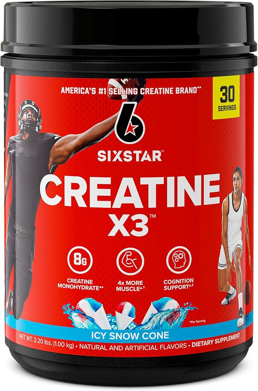 Six Star Creatine Monohydrate Powder, X3 (Fruit Punch) - Flavored Creatine HCl Powder Monohydrate Supplement for Muscle Building & Performance - Post Workout Supplement for Men & Women - 30 Servings