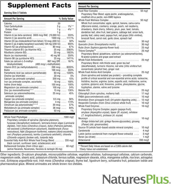 Natures Plus Ultra Source of Life Multivitamin - 90 Tablets - Supports Immune Health, Energy & Overall Well-Being - with Lutein & Vitamin D3 - Vegetarian & Gluten Free - 30 Servings