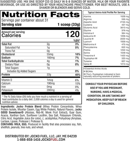 Jocko Mölk Whey Protein Powder 22g Sugar Free Monk Fruit Blend - Muscle Recovery & Growth, Packaging May Vary (31 Servings, Strawberry Milkshake)