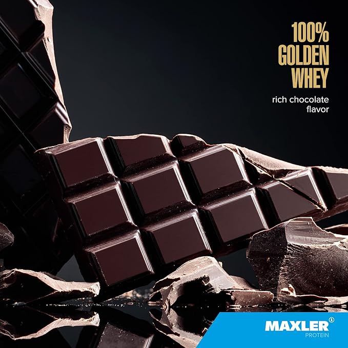 Maxler 100% Golden Whey - 22g of Protein per Serving - Premium 100% Whey Protein Powder, High Protein, Low Fat, Low Carb, Complete Amino Acid Profile - Rich Chocolate Protein 2 lbs