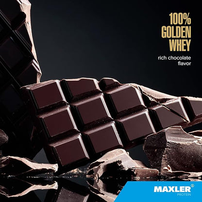 Maxler 100% Golden Whey - 22g of Protein per Serving - Premium 100% Whey Protein Powder, High Protein, Low Fat, Low Carb, Complete Amino Acid Profile - Rich Chocolate Protein 2 lbs