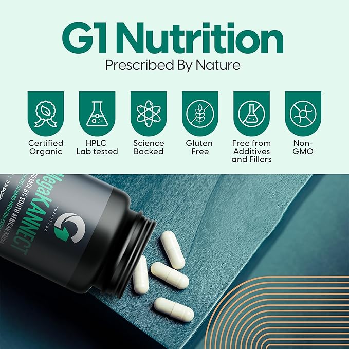 Mega Kannect Capsules with 5% Kanna Alkaloid| Elevates Mood, Boosts Energy Levels, Enhances Mental Clarity | Sceletium Tortuosum Daily Supplements for Men & Women (30 Count)