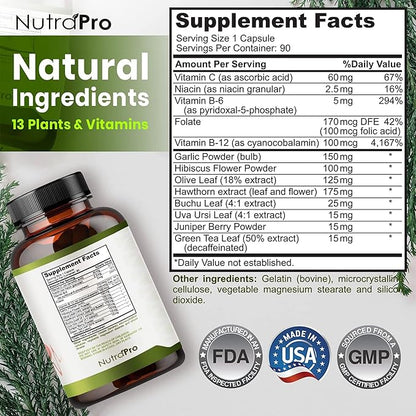 Heart Health Blood Pressure Support Supplement - Support Blood Pressure & Healthy Circularity Naturally with Hawthorn Berry & Hibiscus.Vitamins Pills for Healthy Hypertension (BP) & Healthy Heart.