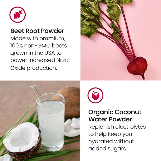 humanN SuperBeets Pre Workout Powder – Caffeine Free – Nitric Oxide Supplement – Creatine & Stimulant Free – Wild Cherry Flavor, 10 Count Packets