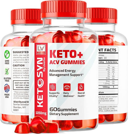 (2 Pack) Ketosyn ACV Gummies, Keto Syn Gummies, Ketosyn Keto Plus ACV Gummies, Ketosyn Keto ACV Gummies, Keto Syn ACV Gummies 1050 MG, Keto ACV Gummies Ketosyn, 120 Gummies for 2 Months