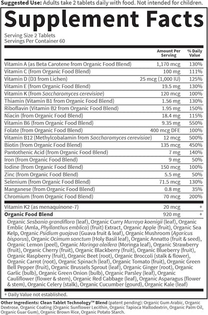 Garden of Life Organics Multivitamin for Women, Womens Multi with Vitamin C, D, Folate, B6, B12, Biotin, Iron, Vegan Whole Food Vitamins for Women, Energy, Skin, Nails, 120 Tablets