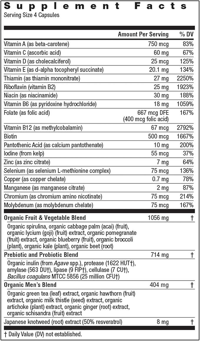 Rainbow Light Multivitamin for Men, Vitamin C, D & Zinc, Probiotics, Men's Multivitamin Provides High Potency Immune, Heart, & Liver Support, Non-GMO, Vegetarian, 120 Tablets