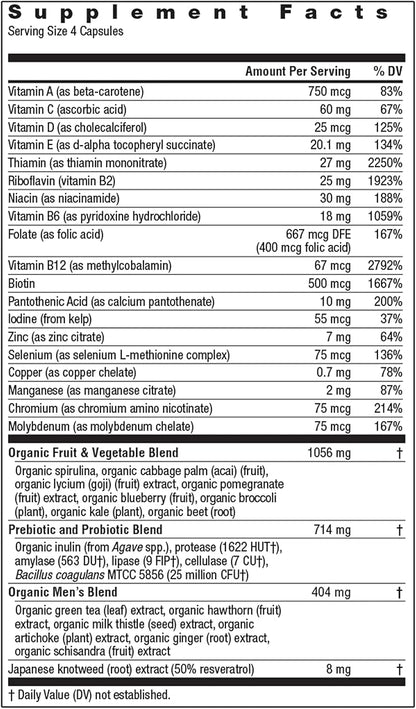 Rainbow Light Multivitamin for Men, Vitamin C, D & Zinc, Probiotics, Men's Multivitamin Provides High Potency Immune, Heart, & Liver Support, Non-GMO, Vegetarian, 120 Tablets