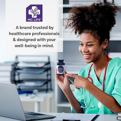 MD. Life Magnesium Potassium Supplement - 120 Capsules - High Absorption Magnesium Complex - Magnesium Supplement to Support Vascular Health & Leg Cramp 120cts