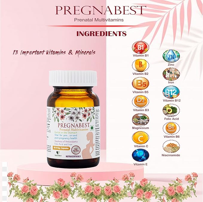 Pregnabest Pre-natal Multivitamin for Women, Folic Acid, Iron, 60 Capsules