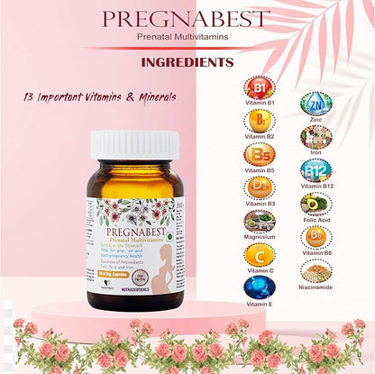 Pregnabest Pre-natal Multivitamin for Women, Folic Acid, Iron, 60 Capsules