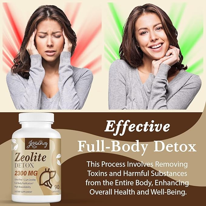 2300 MG Zeolite Detox Capsules, Organic Activated Charcoal, Bentonite Clay, 1-2 µm Clinoptilolite, Maximum Absorption, Gut Liver Detox Cleanse Full Body for Women Men, 90 Capsules