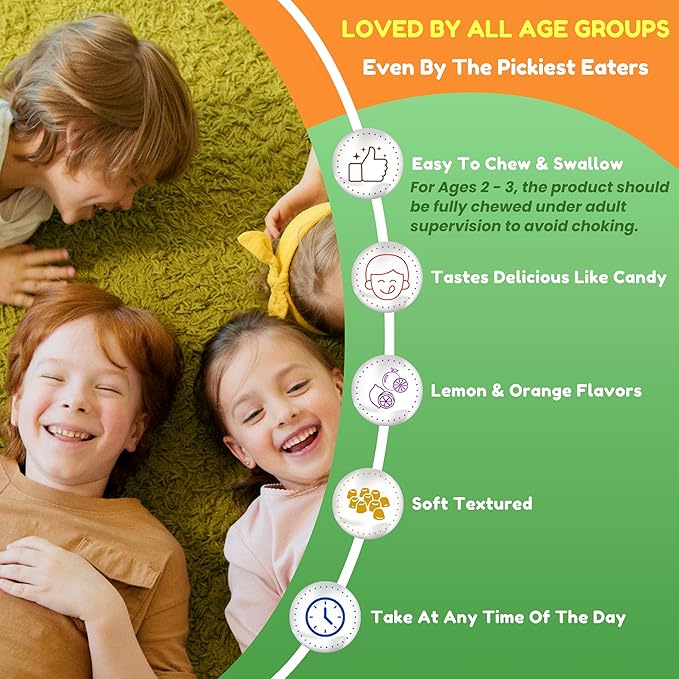 Gelatin Free Kids Omega 3 Gummies w/DHA 30 Servings. Plant-Based Omega 3 for Kids. Gluten Free & Non-GMO DHA Gummies. Children Omega 3 Gummies for Kids. Omega 3 Kids to Support Brain & Immune System