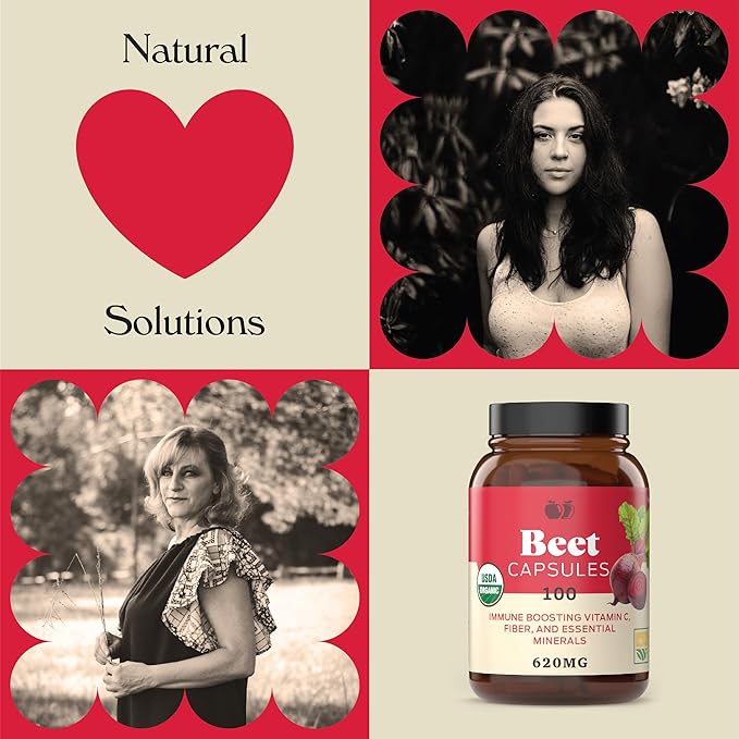 Organic Beet Root Capsules - Made in The USA, Naturally Boost Energy, Stamina, & Nitric Oxide with a Pure Organic Beet Root Supplement