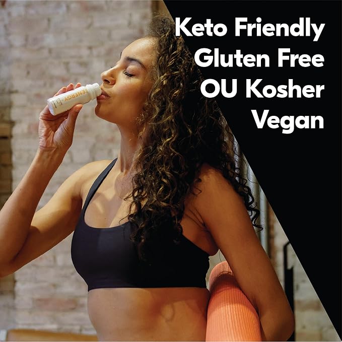 Tru Energy Shot, Orange Mango Flavored Extra Strength Energy Shots - Zero Sugar Energy Drink plus Vitamin B3, B6, B12, and Green Tea - Natural Caffeine, GF, Keto, Vegan Supplement, 2oz (Pack of 12)