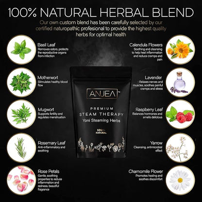 Yoni Steaming Herbs 4 oz (4-8 steams), Vsteam Herbs for Cleansing and Tightening Detox, Natural V Steam Herbs for V Steam Seat Kit, Herbal Sitz Bath Soak, Filter Bags Included