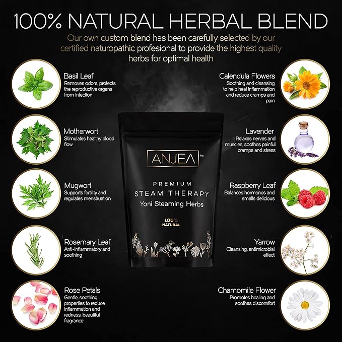 Yoni Steaming Herbs 8 oz (8-16 steams), Vsteam Herbs for Cleansing and Tightening Detox, Natural V Steam Herbs for V Steam Seat Kit, Herbal Sitz Bath Soak, Filter Bags Included