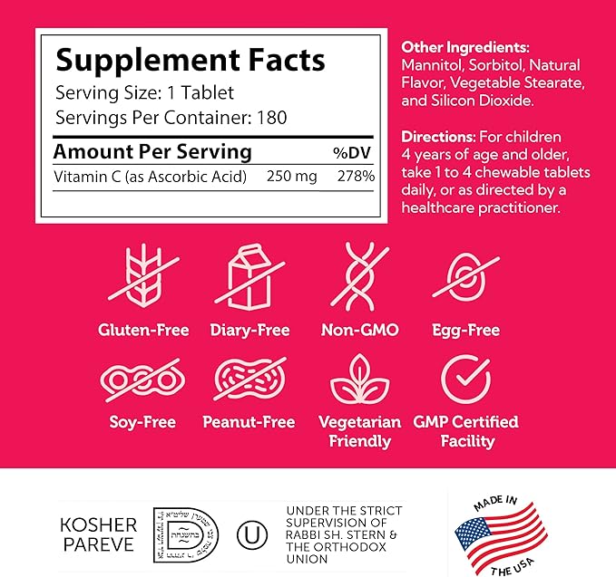 Zahler Junior C Advanced Chewable Vitamin C for Kids - Immune Support Kids Vitamins in Delicious Orange Flavor - Kosher Kids Vitamin C for Immunity - Vitamin C Chewable Antioxidant - (180 Count)