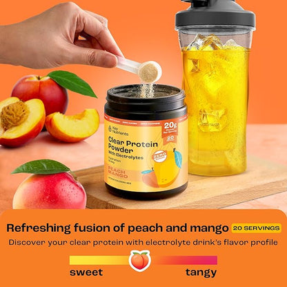 KEY NUTRIENTS Multivitamin Electrolytes Powder No Sugar - Peach Mango Electrolyte Powder - Endurance & Energy Supplement - Hydration Powder - No Calories - 20 Servings - (Peach Mango + Protein Powder)