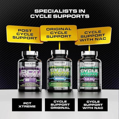 Iron Labs Nutrition: Cycle Support Plus NAC (N-Acetyl-L-Cysteine) - Kidney and Liver Support Supplement - On Cycle Support Supplements for Men - N Acetyl L Cysteine and Milk Thistle (120 Capsules)