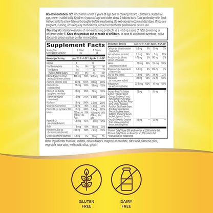 Nature's Way Alive! Children's Daily Chewable Multivitamin, Supports Bone, Eye, and Immune Health*, Orange & Berry Fruit Flavored, Gluten Free, 120 Chewable Tablets (Packaging May Vary)
