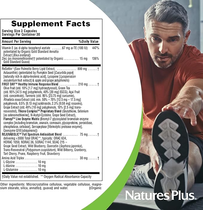 Natures Plus AgeLoss Prostate Support - 90 Capsules - with Zinc, Lycopene, Vitamin E, Pumpkin Seed & Saw Palmetto - Vegetarian, Gluten Free - 30 Servings