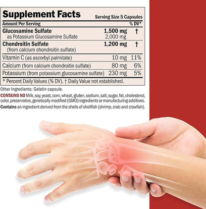ANDREW LESSMAN Glucosamine 1500 Chondroitin 1200-600 Capsules – 100% Sulfate Form, Research Established Ingredients and Levels for Support of Healthy Joint Tissue. Small Easy to Swallow Capsules