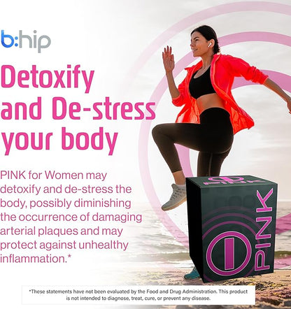 Energy Drink Powder, bHIP Pink for Women 30 Drink Mix Packets. Energy Supplements for Women. Natural Blend Energy Powder Drink Mix Perfect for Today's Busy Woman