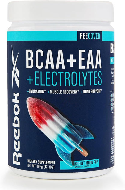 Reebok ReeCover BCAA + EAA + Electrolytes | 8g EAAs, 5g BCAAs, Hydration Matrix | Muscle Recovery, Strength | Post-Workout Support | 30 Servings | Rocket Moon Pop