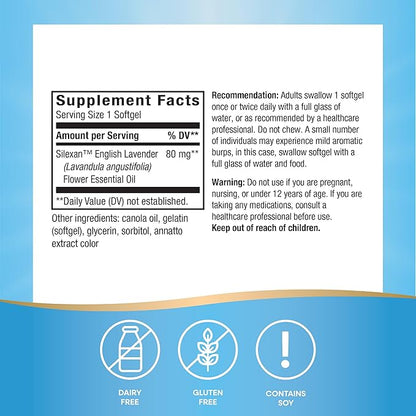 Nature's Way CalmAid, with Silexan Lavender Oil, Helps Reduce Tension and Stress*, Non-Drowsy, 30 Softgels (Packaging May Vary)