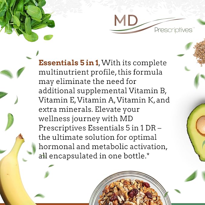 Essentials 5 in 1 DR (Delayed Release) - Multivitamin Mineral Complex Supplement for Enhanced Hormone Support - 120 Capsules