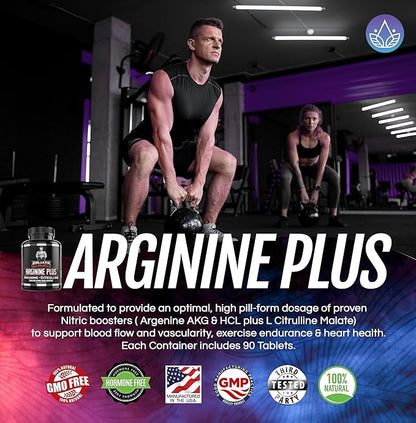 Dr. Emil's ARGININE Plus - L Arginine + L Citrulline - 2500 MG High Dose NO Booster Tablets - Nitric Oxide Supplement for Vascularity and Heart Health (Arginine AAKG and Citrulline Malate 2:1)