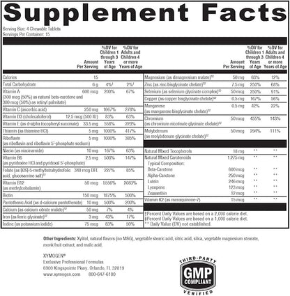 XYMOGEN Children's ActivNutrients Chewable - Mixed Berry Multivitamin for Kids - Multi Vitamin Multimineral for Wellness + Immune Support - Chelated Minerals + B Vitamins with Folate (60 Tablets)