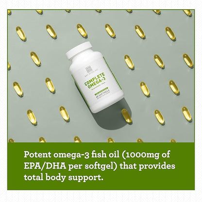 Dr. Amy Myers Complete Omega-3 Softgel – 1000mg of EPA/DHA - 170% More Bioavailable Than Leading Fish Oil Supplements - Supports Healthy Inflammatory Response – 60 Capsules, 2 Month Supply