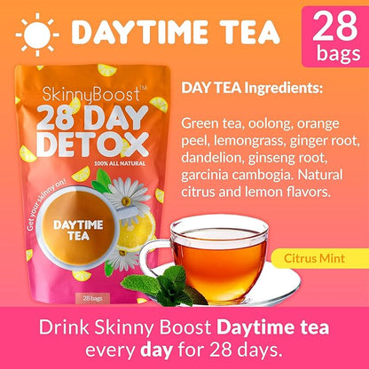 28 Day Detox Tea Kit- (2 PACK) - 2 Daytime Teas, 2 Evening Detox Teas Non GMO, Vegan, All Natural Detox and Cleanse