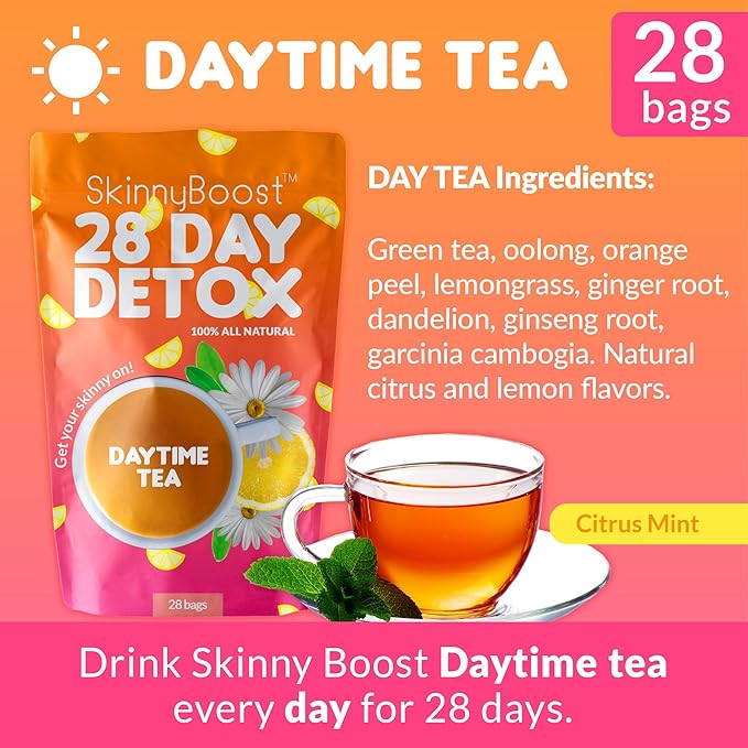 28 Day Detox Tea Kit (3 PACK) 3 Daytime Teas, 3 Evening Detox Teas Non GMO, Vegan, All Natural Detox and Cleanse