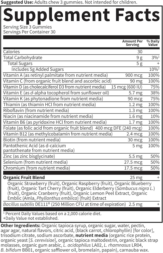 Garden of Life Men’s Multivitamin Gummy:Vitamins C,D,E,B&Zinc for Energy,Stamina & Stress,Probiotics for Digestive & Immune Health,Vitamin Code,Non-GMO,Gluten-Free,90 Lemon Berry Gummies, 30 Day Count