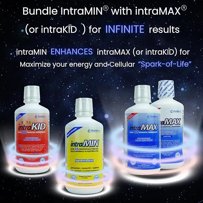 DRUCKER Labs - IntraMIN Organic Liquid Trace Minerals Dietary Supplement for Men, Women, Kids, Immune Support, Muscle Support, Non GMO, Gluten Free, Vegan, Electrolytes (32 oz., Tropical Fruit Punch)