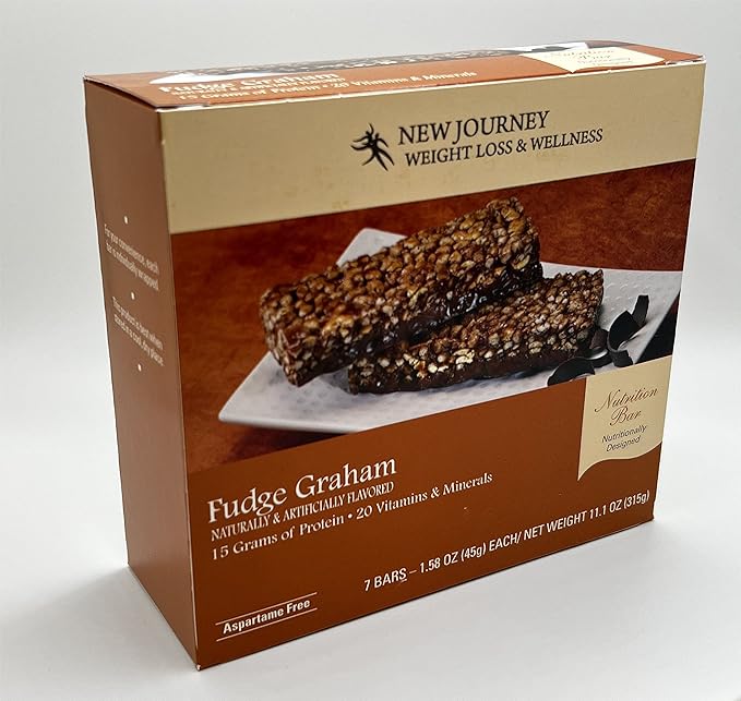 Fudge Graham Bar - New Journey Weight Loss & Wellness - High Protein Meal Replacement Nutrition Bar (7 bars/box)