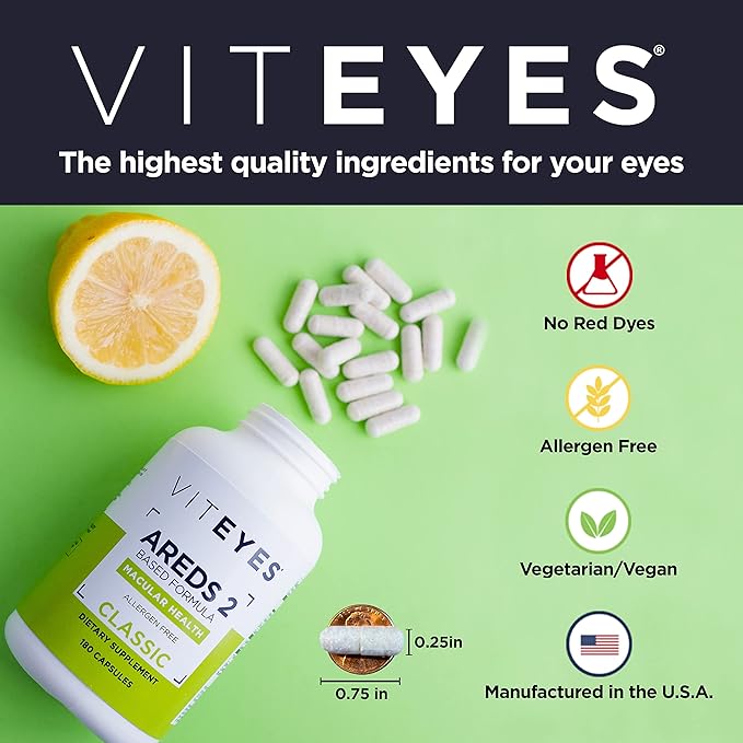 Viteyes AREDS 2 Capsules and Viteyes Multivitamin AREDS 2 Companion, Single Daily Dose Eye Vitamins, 3 Month Supply