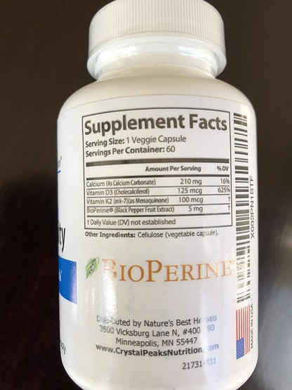 Ultra Premium Bone Formula - Calcium Carbonate w/Vitamin K2 & D3 - Calcium Supplements for Bones - Promotes Bone Strength so You can Stay Active - 60 Capsules, 60-Day Supply