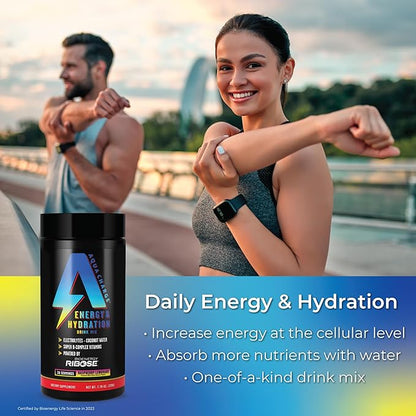 Grab The Gold Aqua Charge Energy & Hydration Drink Mix with Electrolytes (1 Bottle = 30 Servings) Raspberry Lemonade Flavor, Pre/Post Workout Recovery, Sugar-Free, Gluten-Free